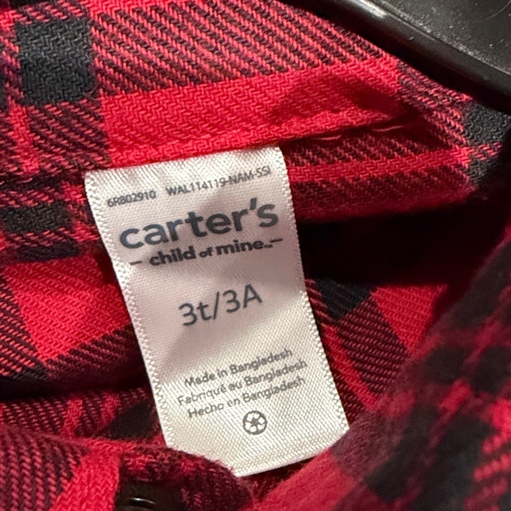 Carter's baby boy's red plaid shirt and black suspender pants outfit set. 3T - Picture 8 of 8